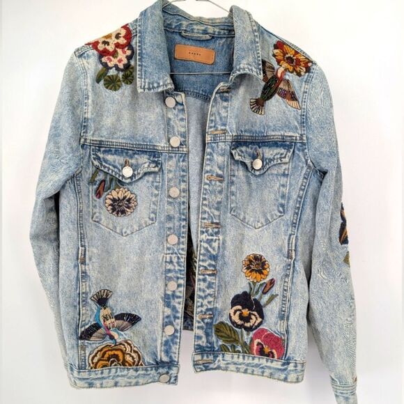 Blank NYC Blue Embellished Jean Jacket - Picture 1 of 8